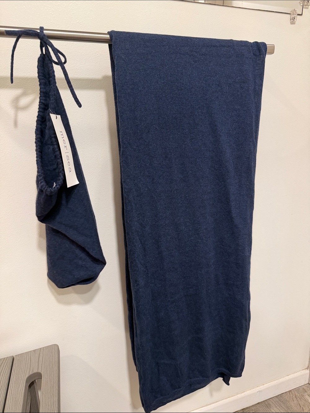 Mer:Sea Navy Knit Wrap Scarf cotton/cashmere travel